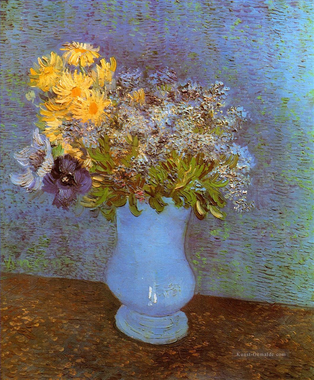 Vase mit Flieder Gänseblümchen und Anemonen Vincent van Gogh Ölgemälde